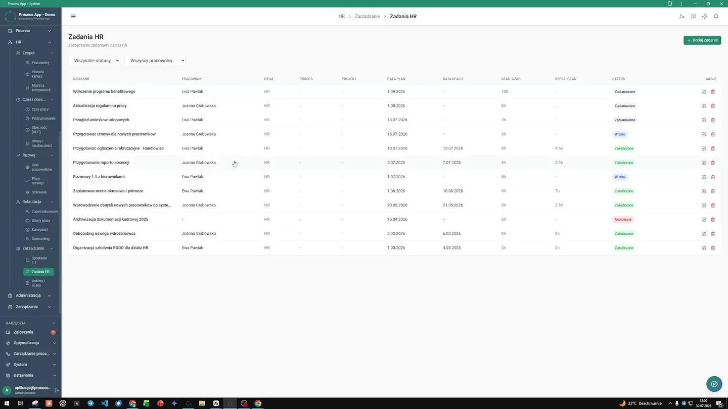 Overview of HR requests, job postings, candidate lists, and onboarding plans in modal windows. Recruitment and onboarding are no longer inbox chaos. Every new candidate has a clear plan. Recruitment and Onboarding — How the HR Department Eliminated Paper and Automated Time Tracking