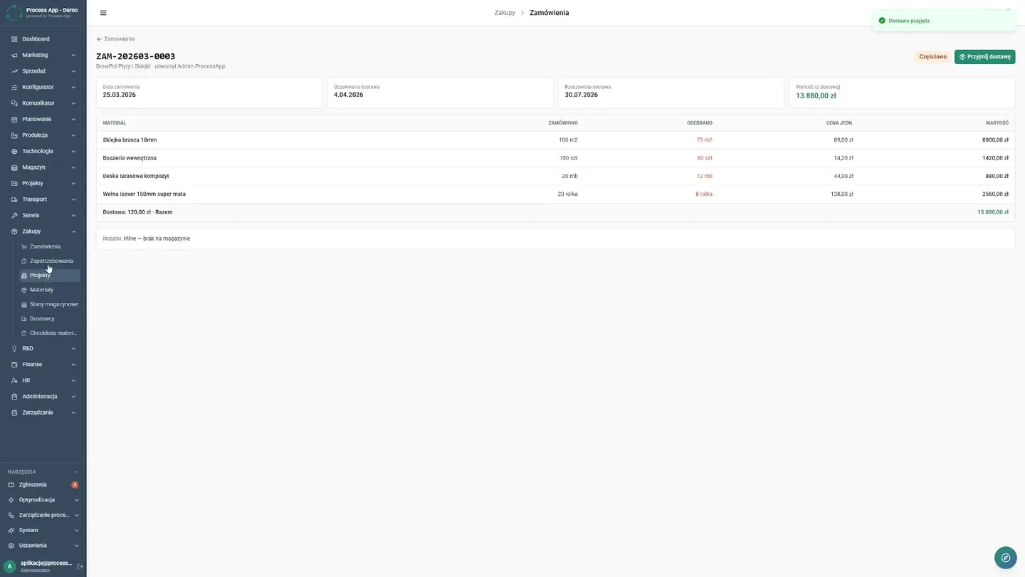 View of the Requisitions section, changing the status of a record, and previewing details. Requisitions from the construction site come in digitally, and the purchasing department sees the shortage list, enabling them to decide confidently what to buy and when. Digital Requisitions — How to Eliminate Material Shortages in Projects | Case Study