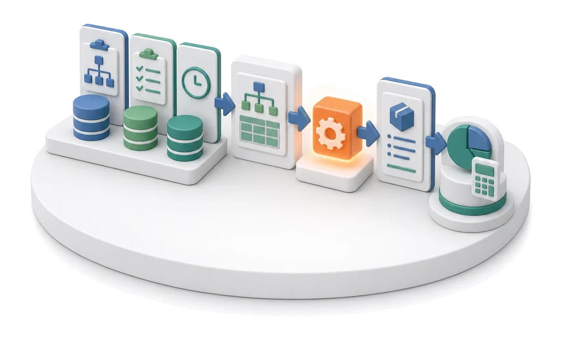 Manufacturing Cost Calculation — module screens in Process App