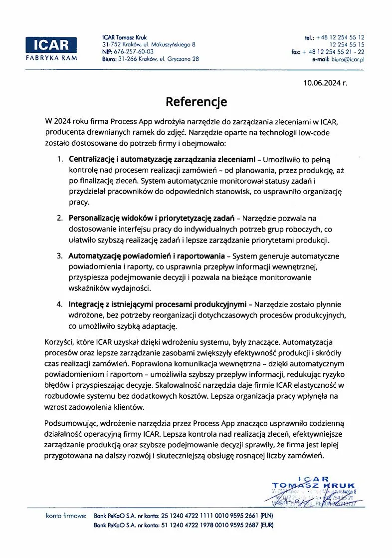 ICAR Fabryka Ram reference letter