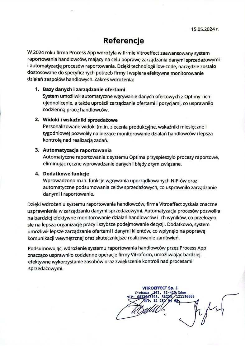 Vitroform reference letter