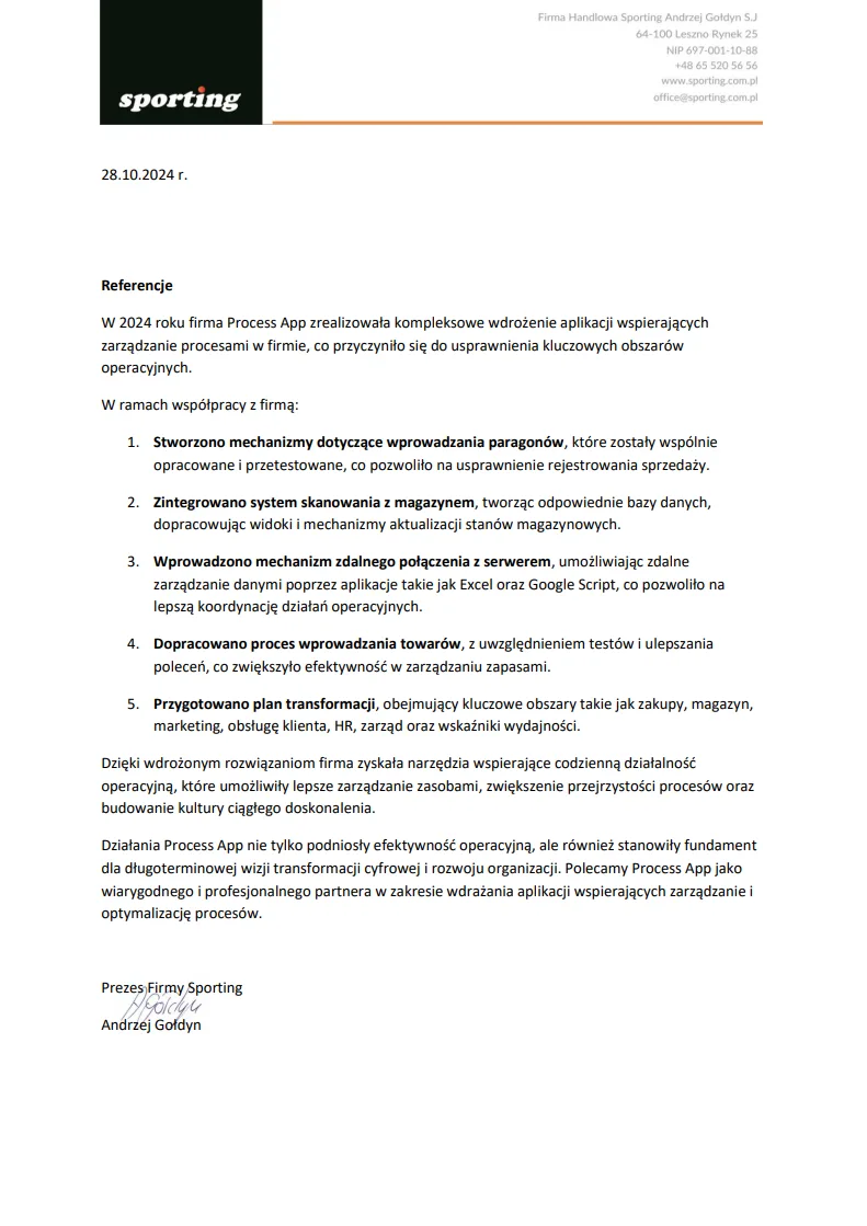 Sporting reference letter